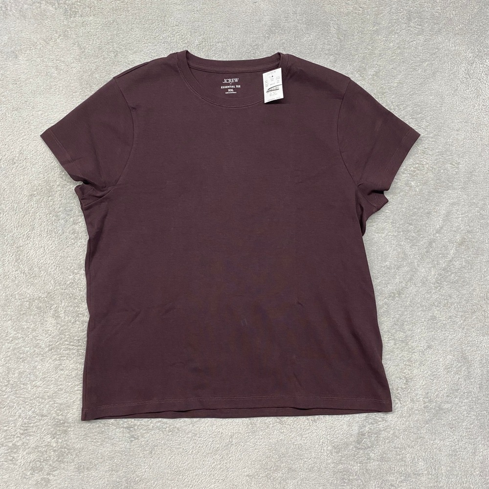 J Crew Essential Tee Women XXL Burgundy Plum Cotton Short Sleeve T-Shirt CE309